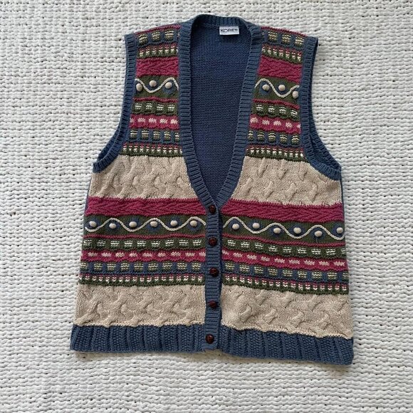 Koret Women's Vintage Blue Knit Vest - Size Large - Picture 1 of 4